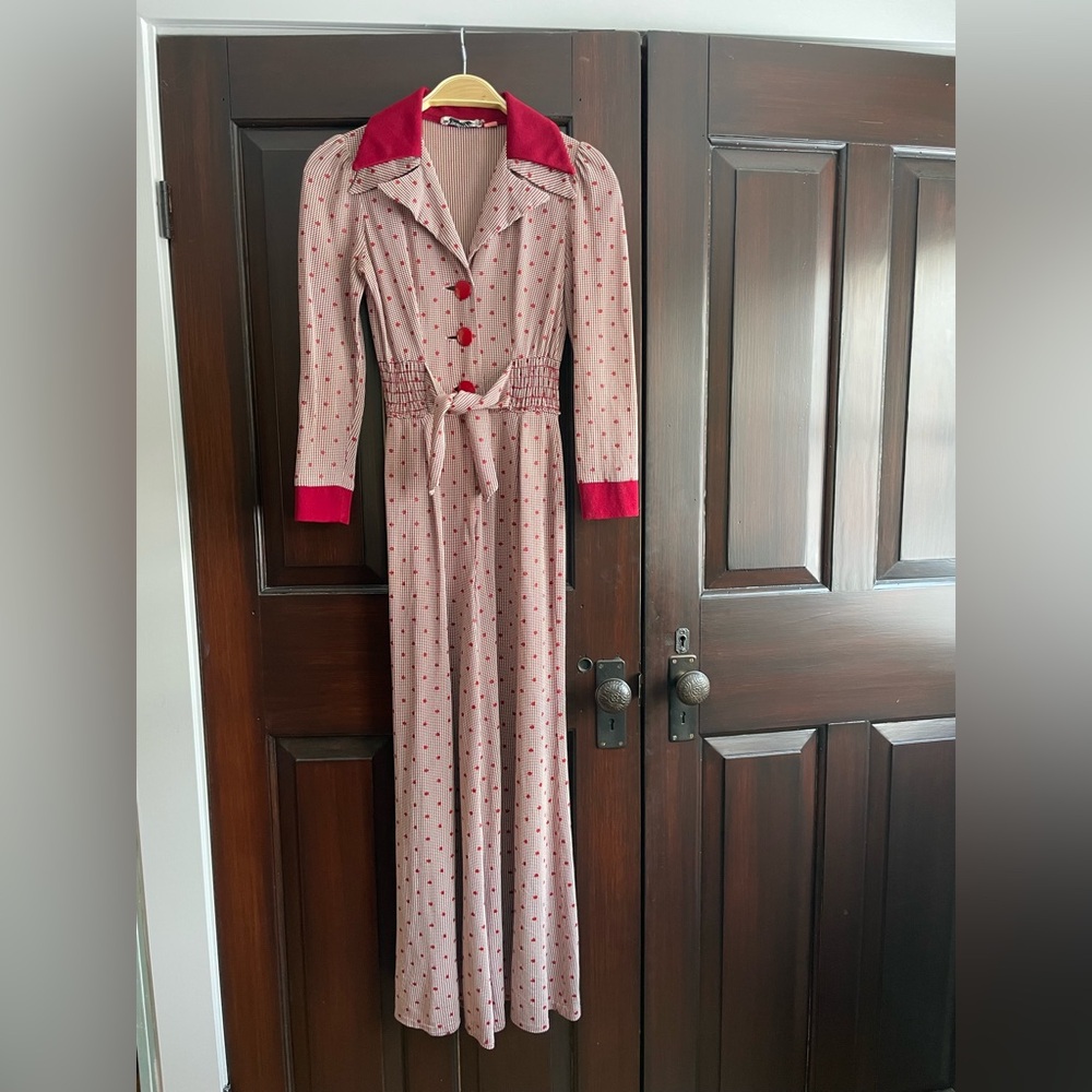 Fabulous, rare vintage 70’s jumpsuit. Hounds tooth, polka dot, disco.